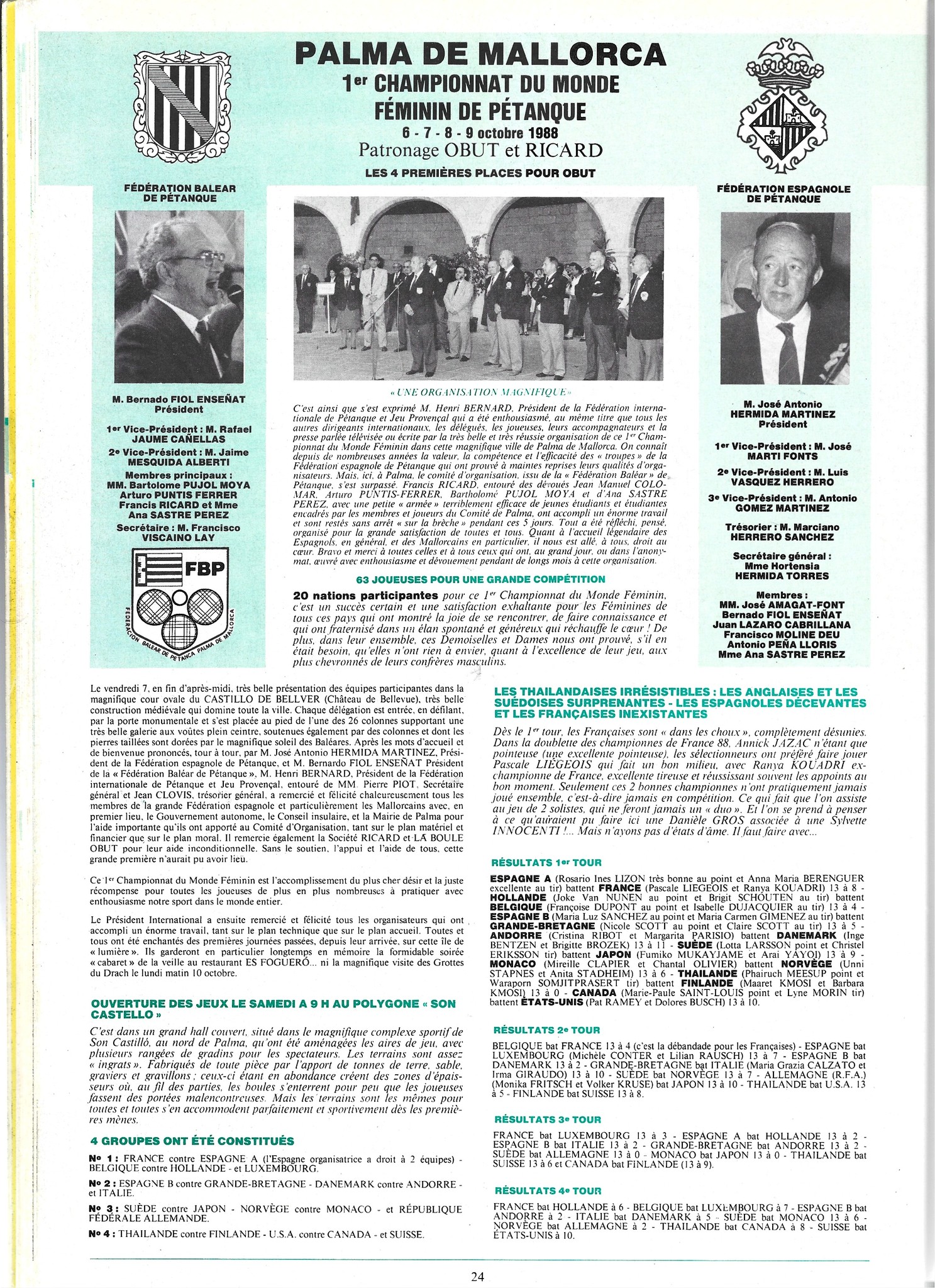 1er CHAMPIONNAT DU MONDE FEMININS 1988
