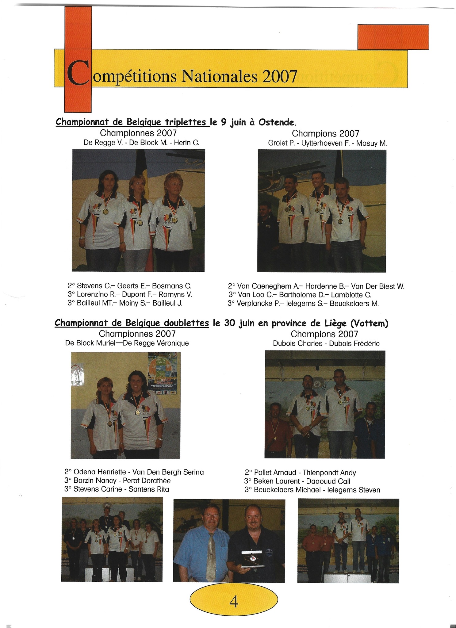ANNEE 2007 TOUTES LES COMPETITIONS NATIONALE ET FEDERALE STAGE JEUNE 3